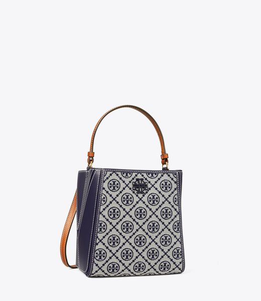 tory burch small  t monogram mcgraw bucket bag