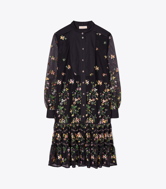 Embroidered Tulle Tunic Dress