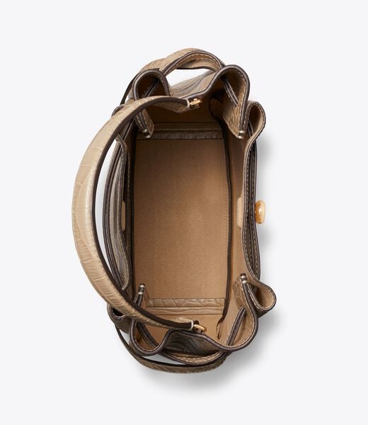 tory burch romy croc embossed bucket bag