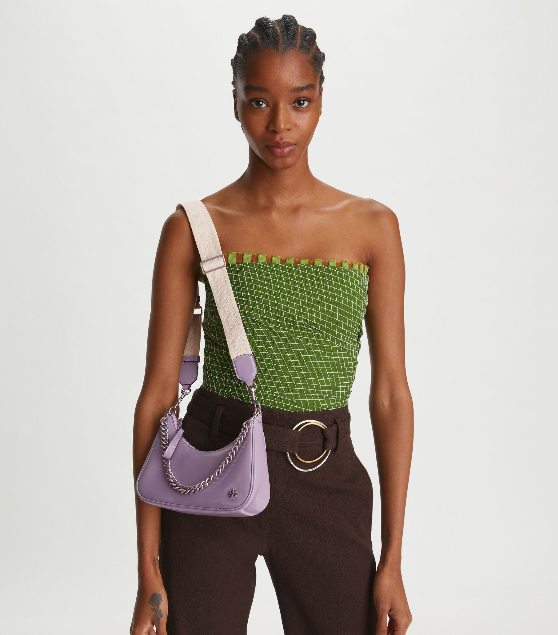 Small 151 Mercer Spazzolato Crescent Bag, Catmint | Tory Burch KSA