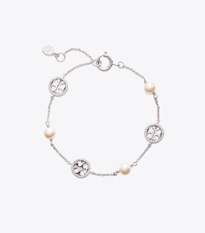 Crystal Pearl Logo Bracelet | Accessories | Tory Burch