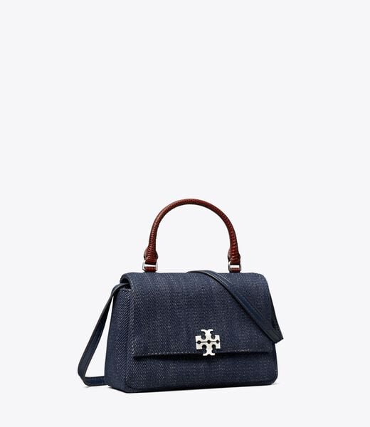 tory burch mini charlie denim top handle crossbody