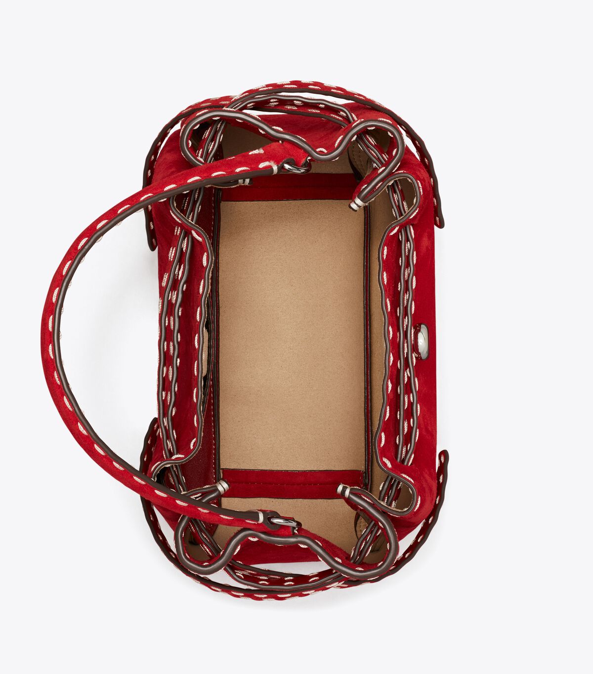 tory burch حقيبة رومي الجلدية ذات الغرز المتقاطعة