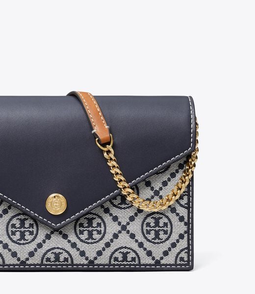 tory burch t monogram envelope chain wallet