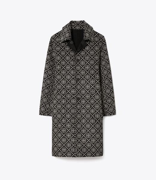 tory burch t monogram jacquard wool coat