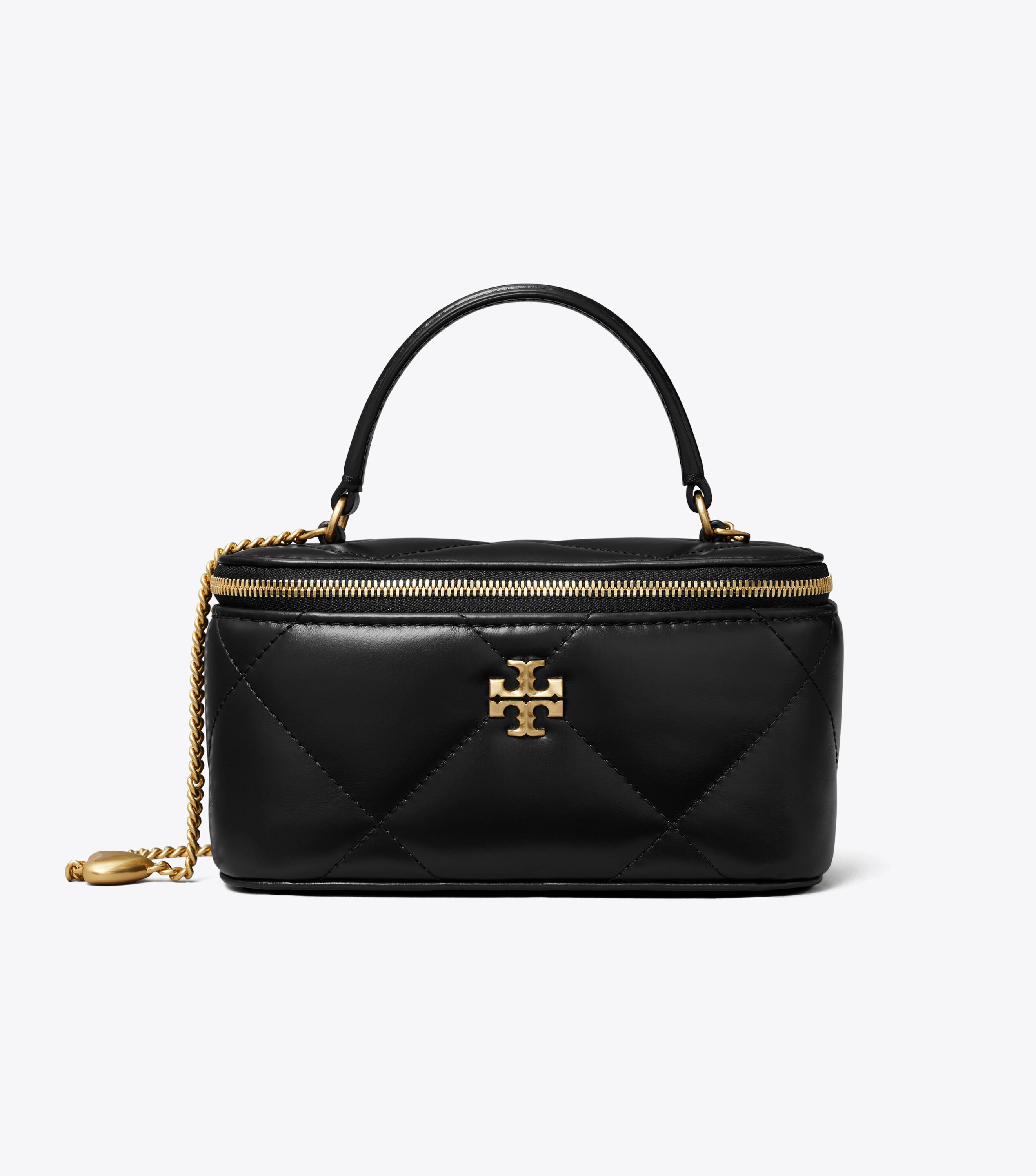 Kira Charm Diamond Quilt Vanity Case, Black | Tory Burch KSA