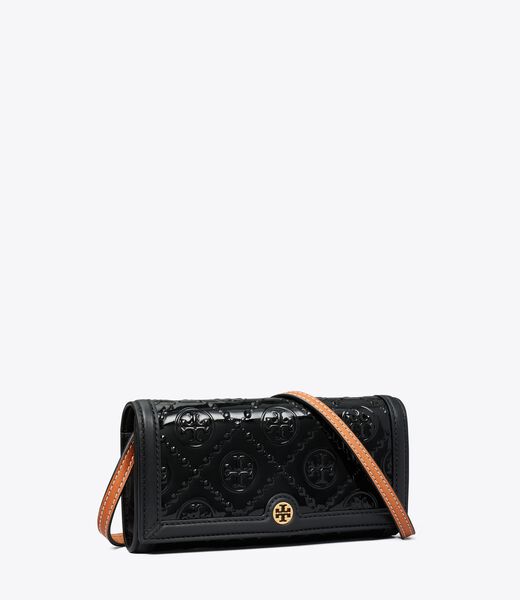 T Monogram Patent Embossed Wallet Crossbody