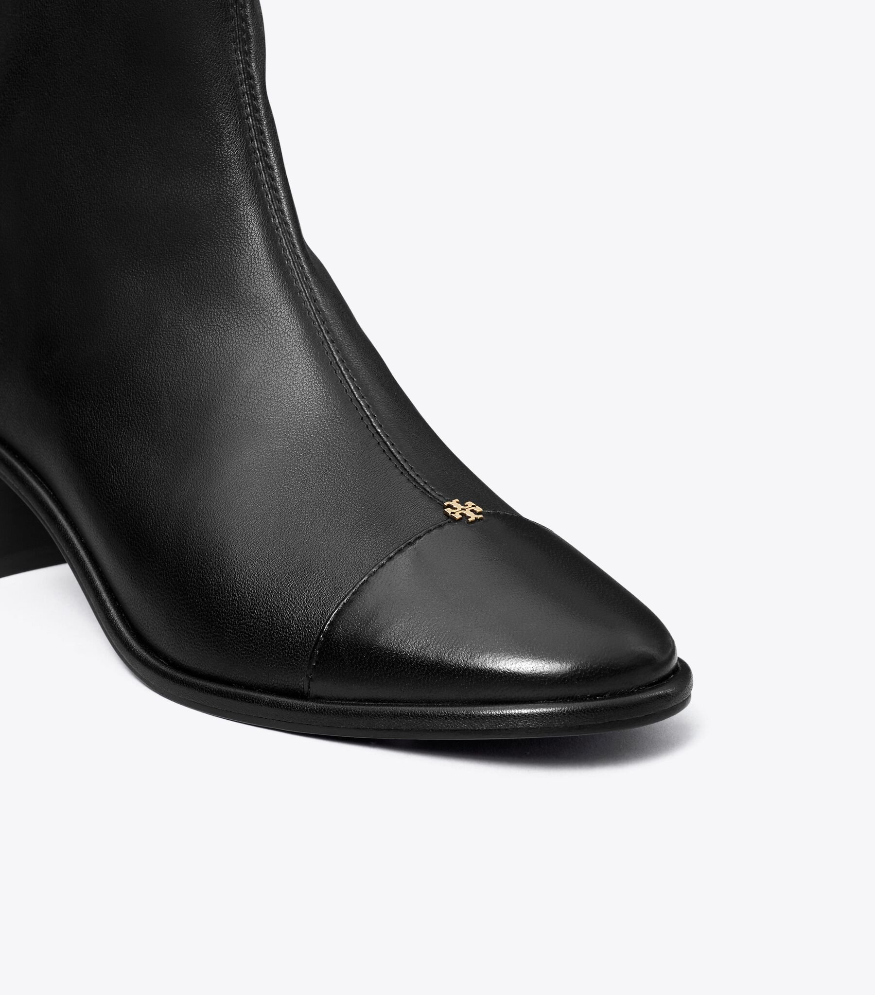 Cap-Toe Low-Heel Ankle Boot, Perfect Black Perfect Black Tory