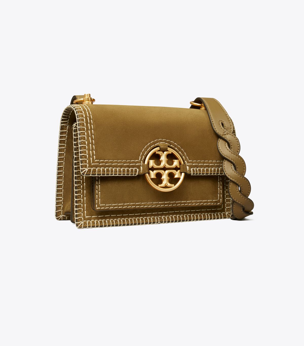 Small Miller Suede Stitched Flap Shoulder Bag | View All | Tory Burch