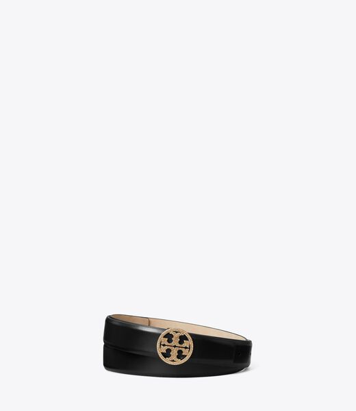 tory burch miller smooth leather pave logo belt