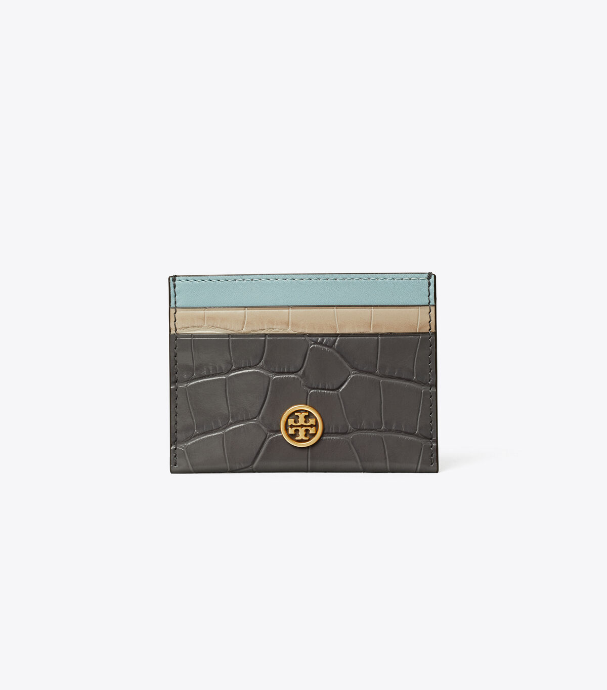 tory burch robinson embossed color block card case