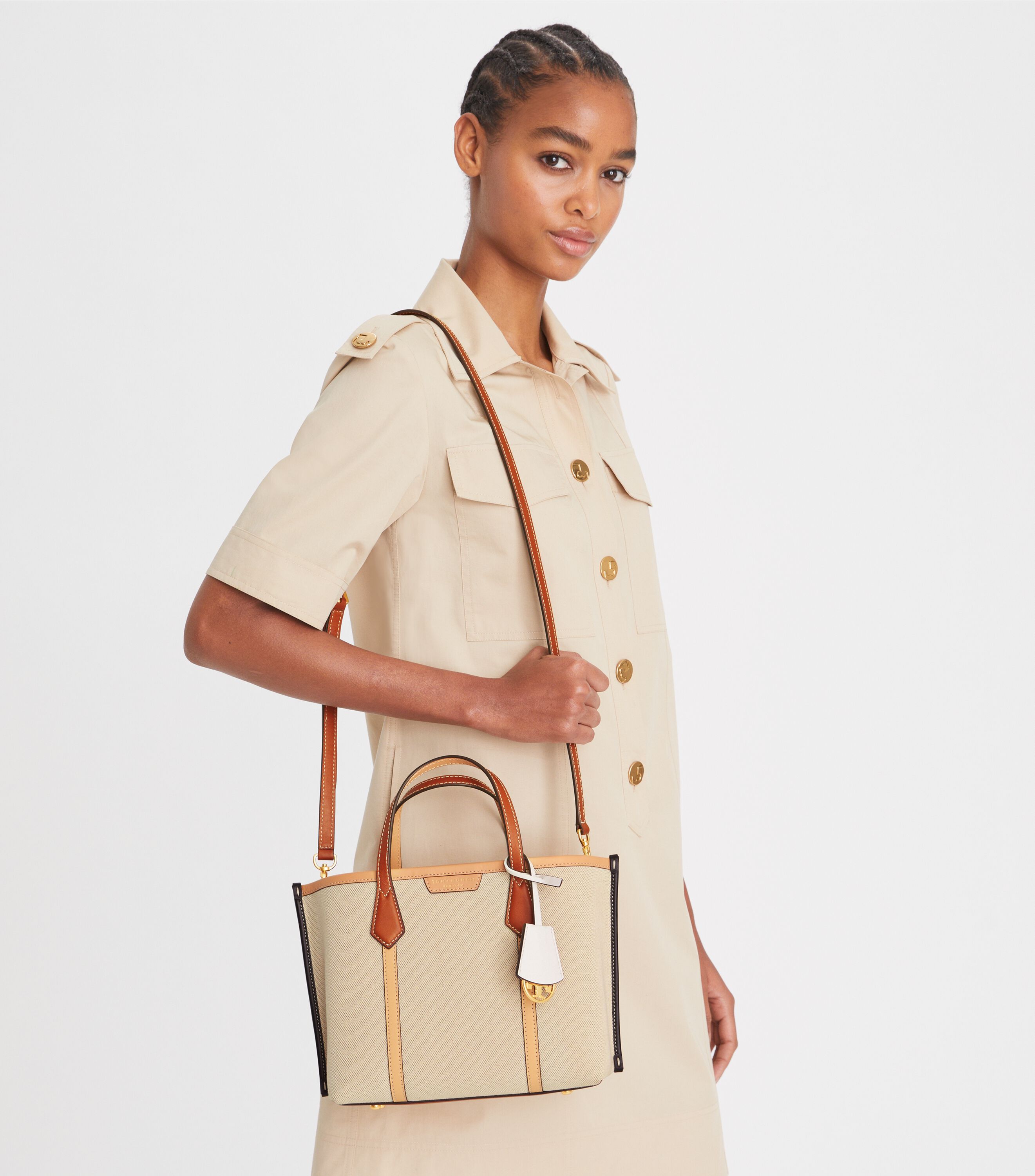 Tory burch small perry triple compartment leather hotsell satchel