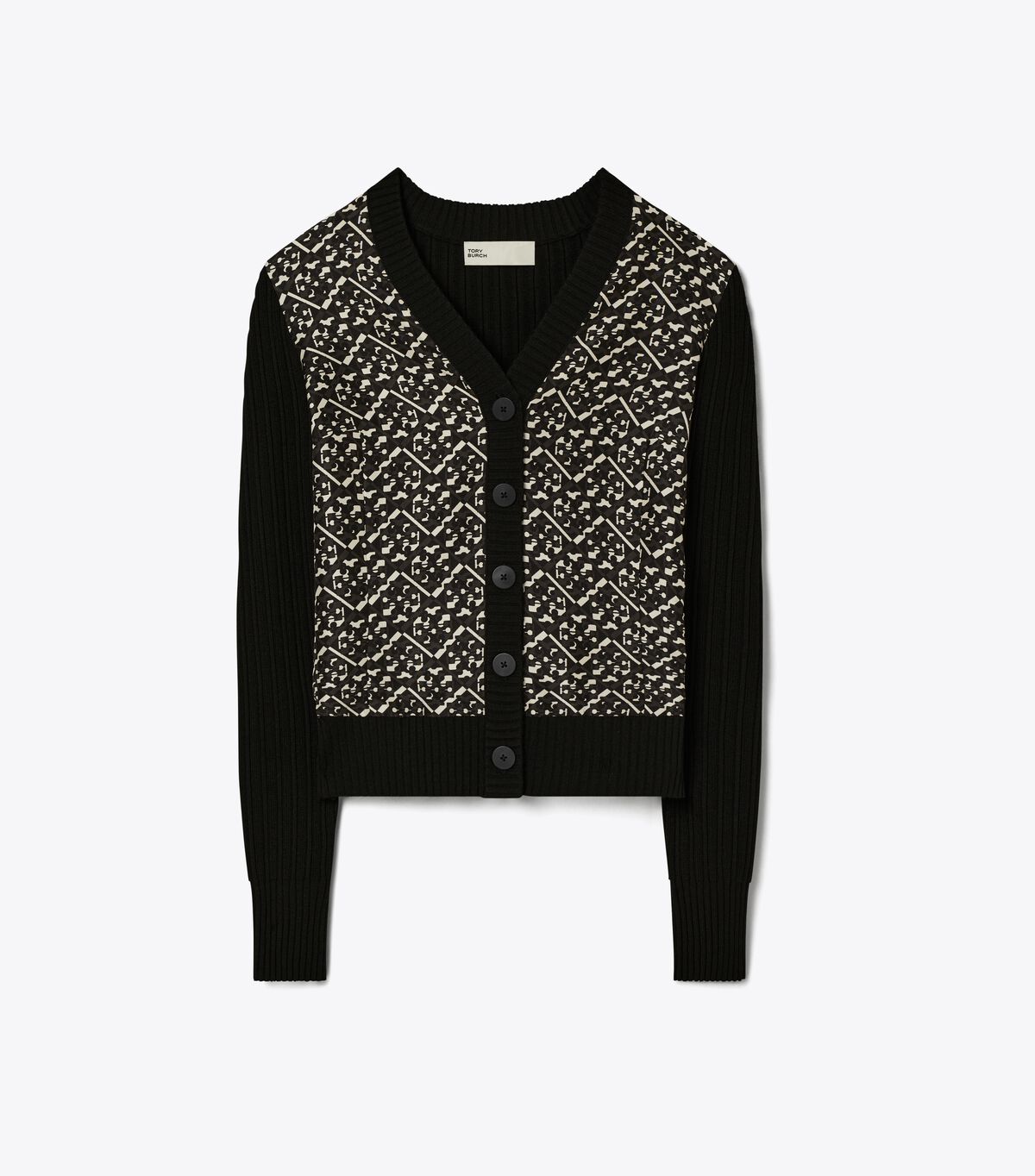 tory burch silk front wool cardigan