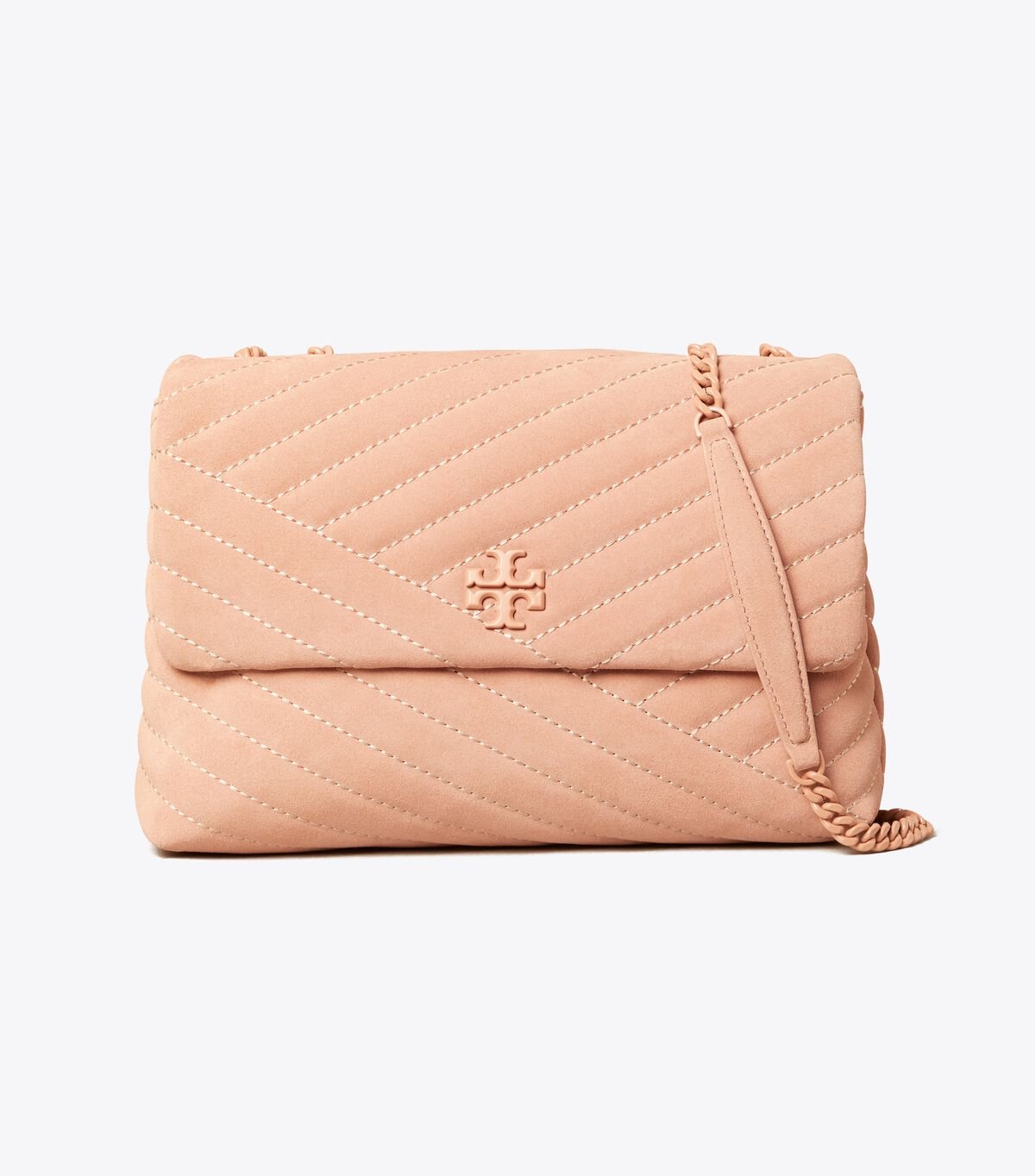 tory burch kira chevron suede powder coated convertible shoulder bag