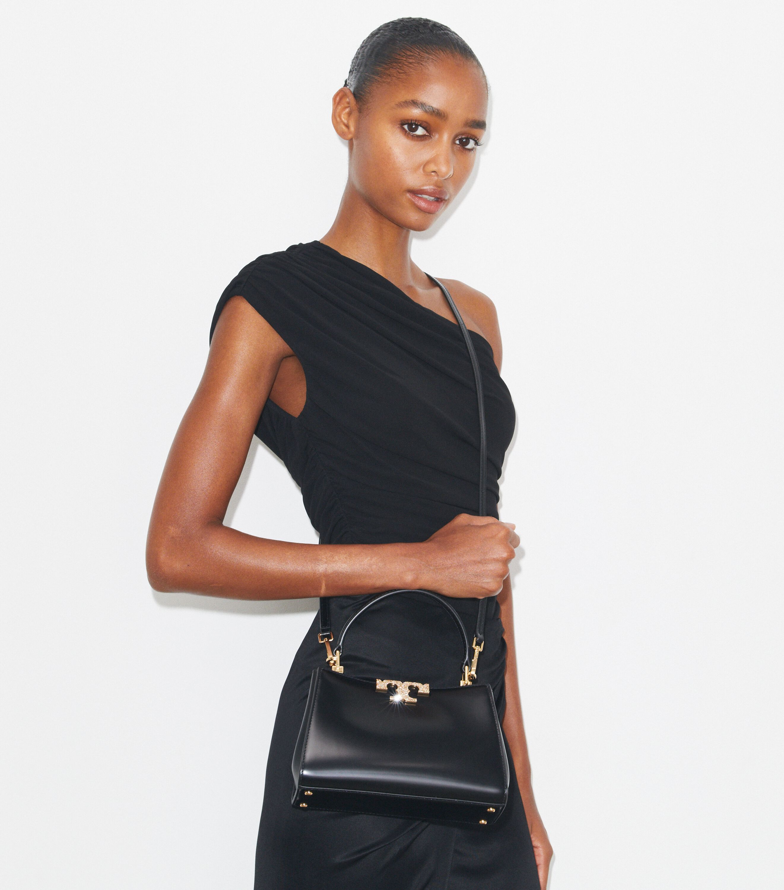 Mini Eleanor Pave Satchel, Black | Tory Burch KSA