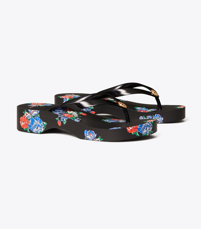 Printed Carved-Wedge Flip-Flop | Shoes | Tory Burch