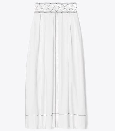Diamond Topstitch Poplin Skirt
