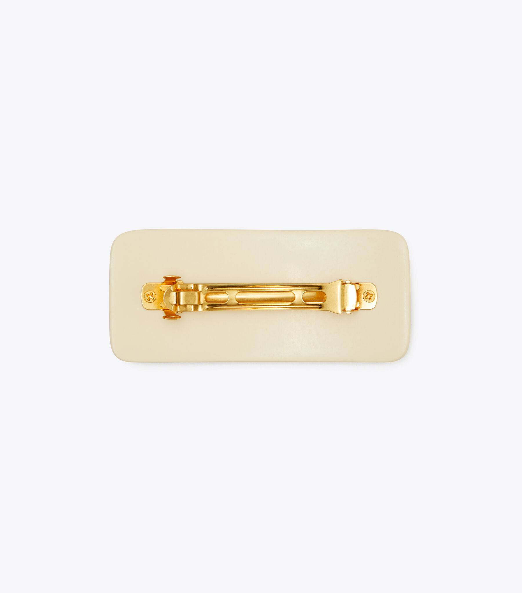 TORY BURCH Kira Domino Studded Logo Cream Barrette Hair Clip icon-hair-clip-accessory-on-  main image 4