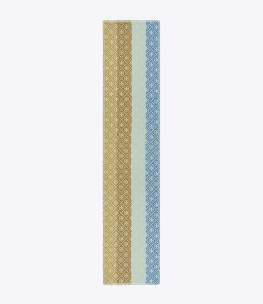 tory burch t monogram multi stripe oblong scarf