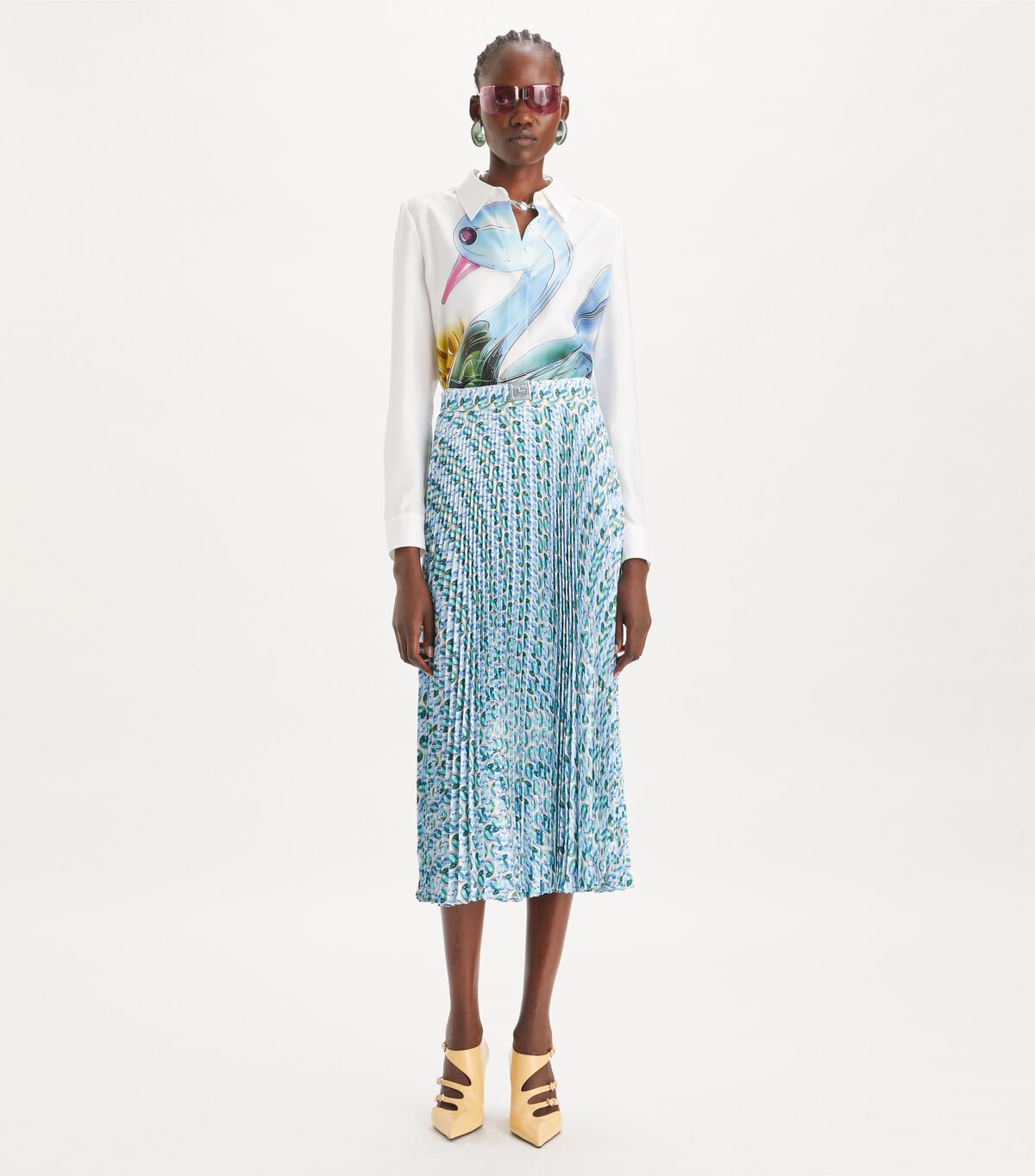 tory burch pleated viscose skirt