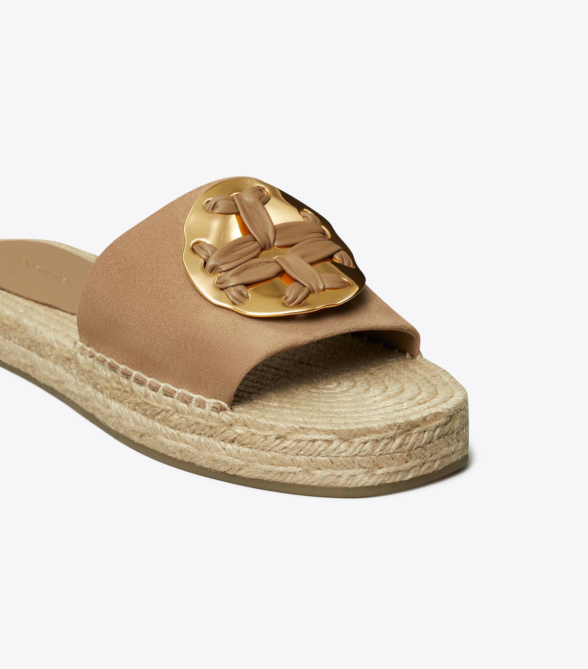 tory burch woven double t espadrille slide