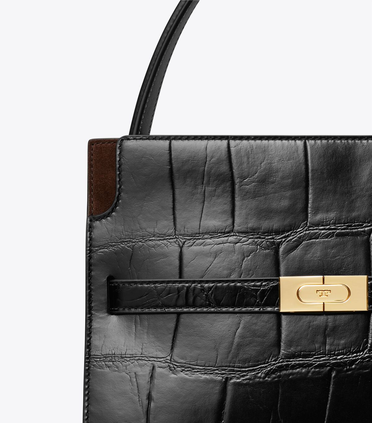 tory burch small lee radziwill croc embossed double bag