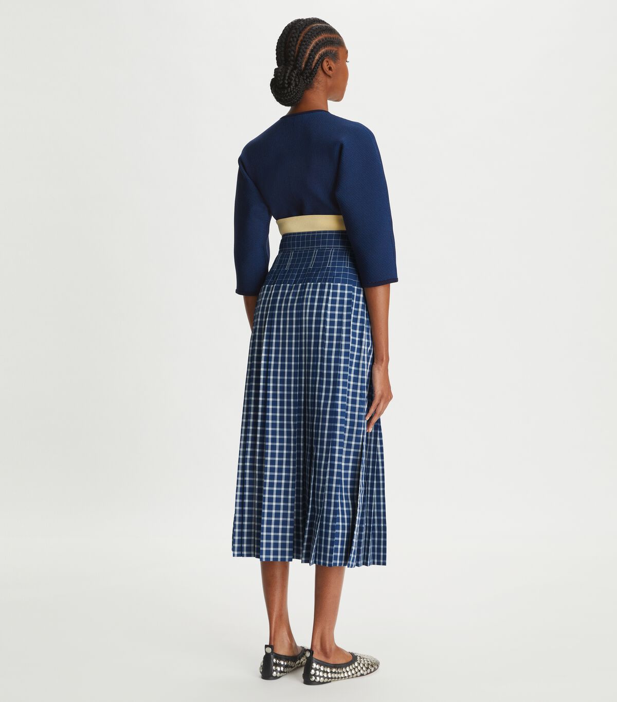 tory burch كارديجان مضفر مضلع بسحاب