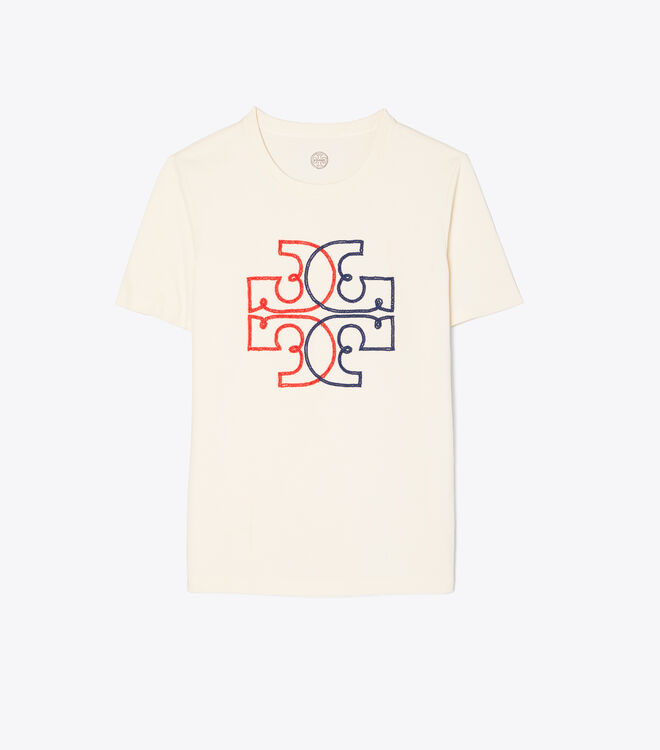 Embroidered Color-Block Logo T-Shirt | Ready-To-Wear | Tory Burch