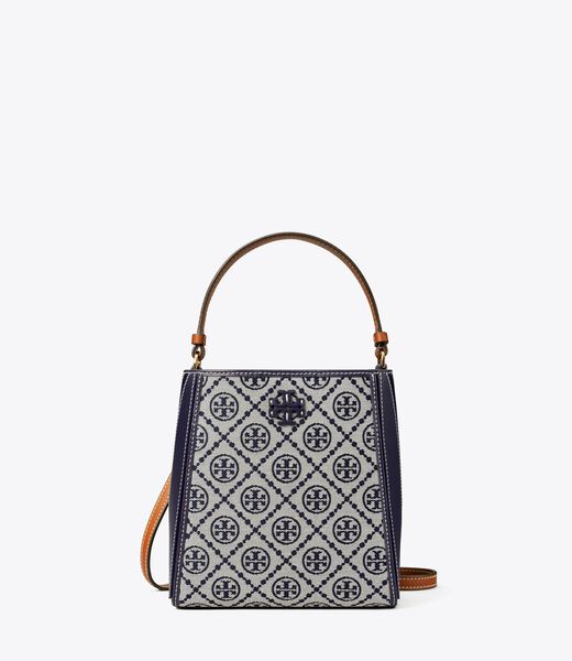 tory burch small  t monogram mcgraw bucket bag