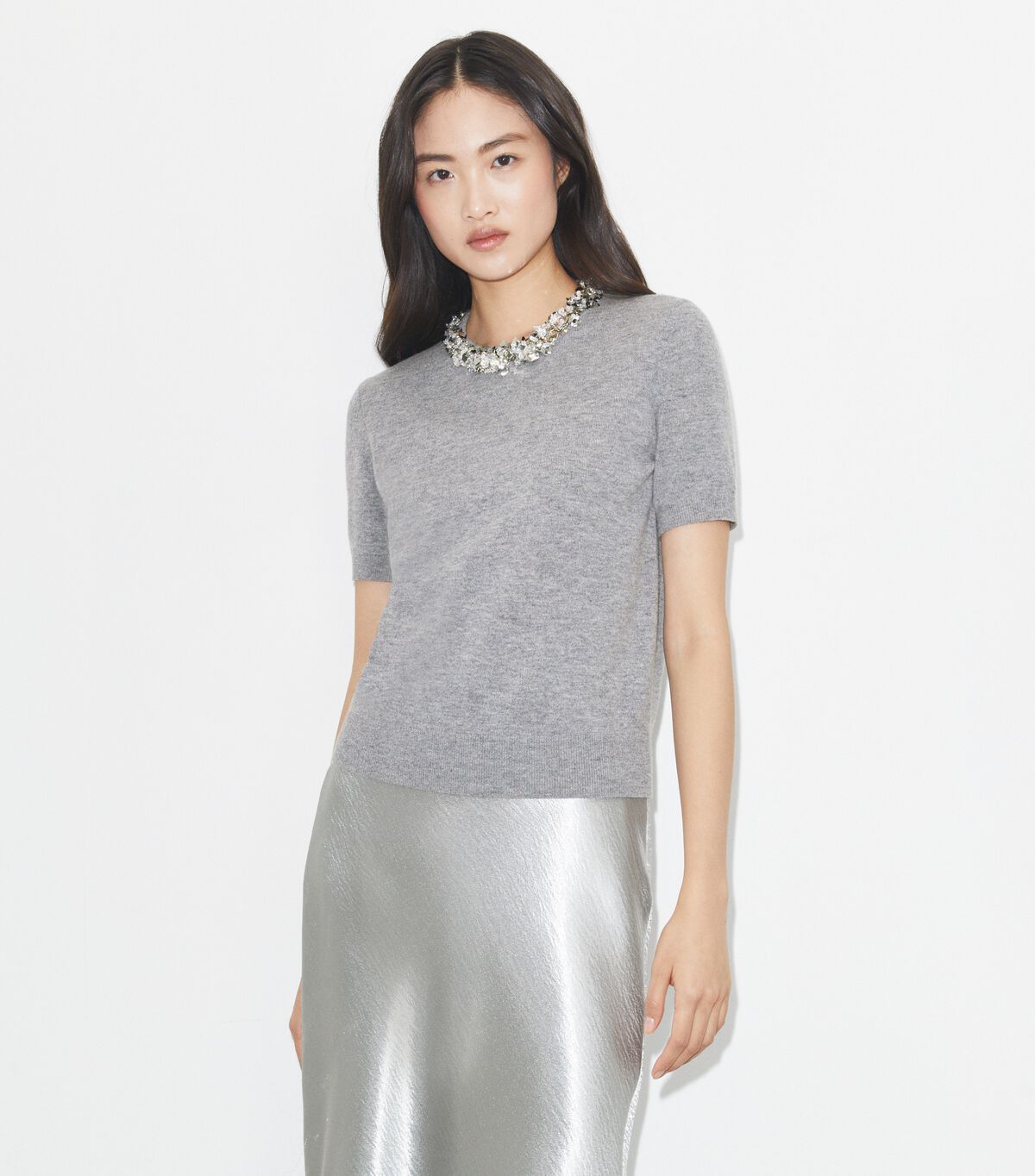 tory burch wool and sequin short sleeved sweater