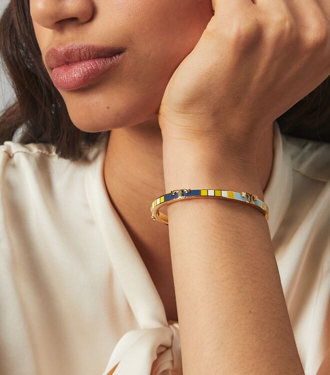 Serif-T Enamel Striped Stackable Bracelet | Accessories | Tory Burch