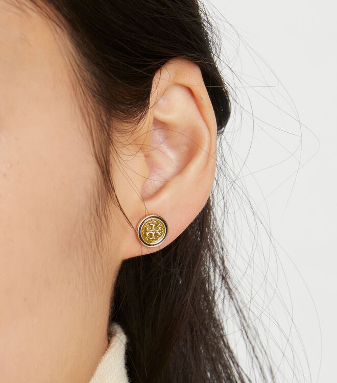 Kira Guilloché Circle-Stud Earring | Accessories | Tory Burch