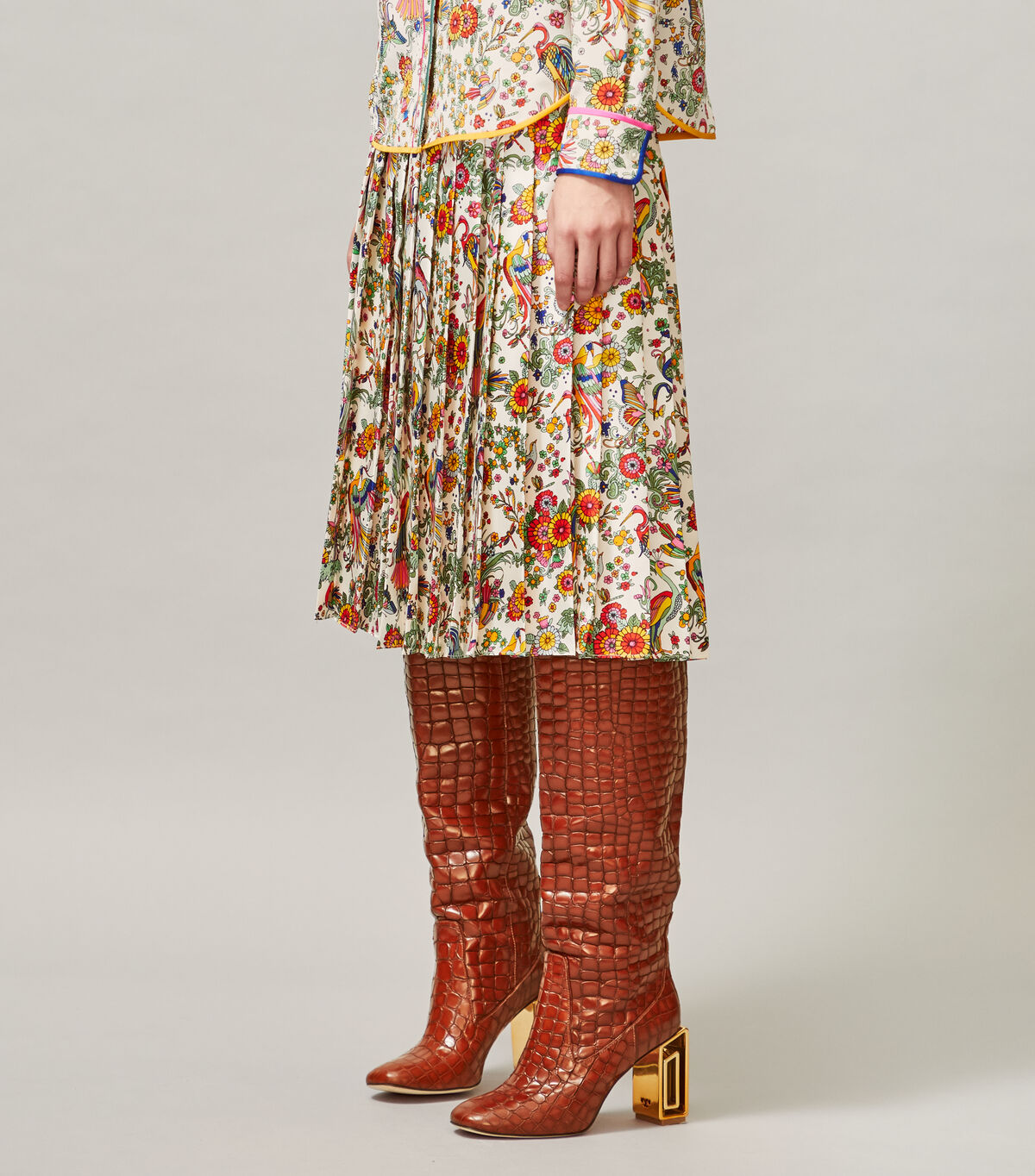 tory burch printed pleated skirt