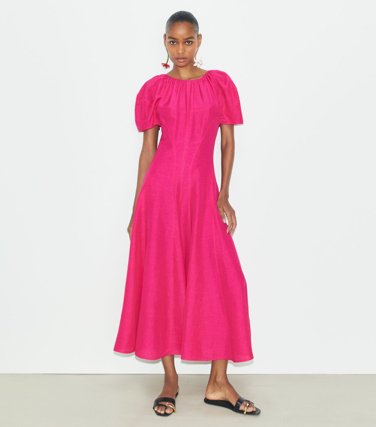 tory burch balloon sleeve linen dress