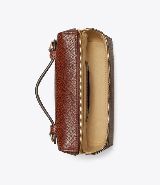 tory burch romy snake embossed slim top handle