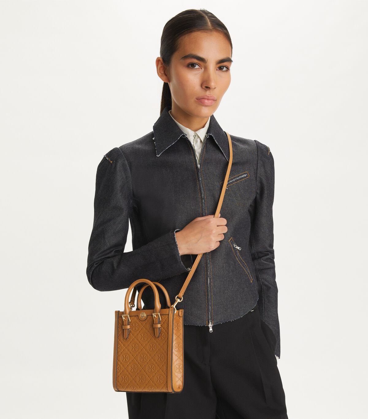 tory burch t monogram leather mini tote