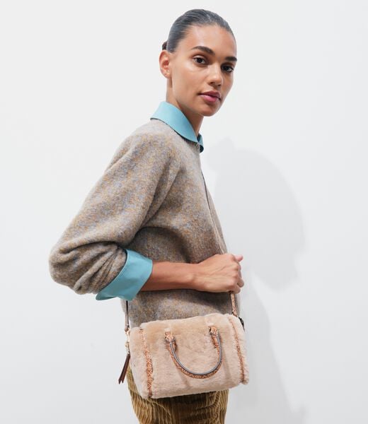 T Monogram Shearling Petite Barrel Bag tory burch t monogram shearling petite barrel bag