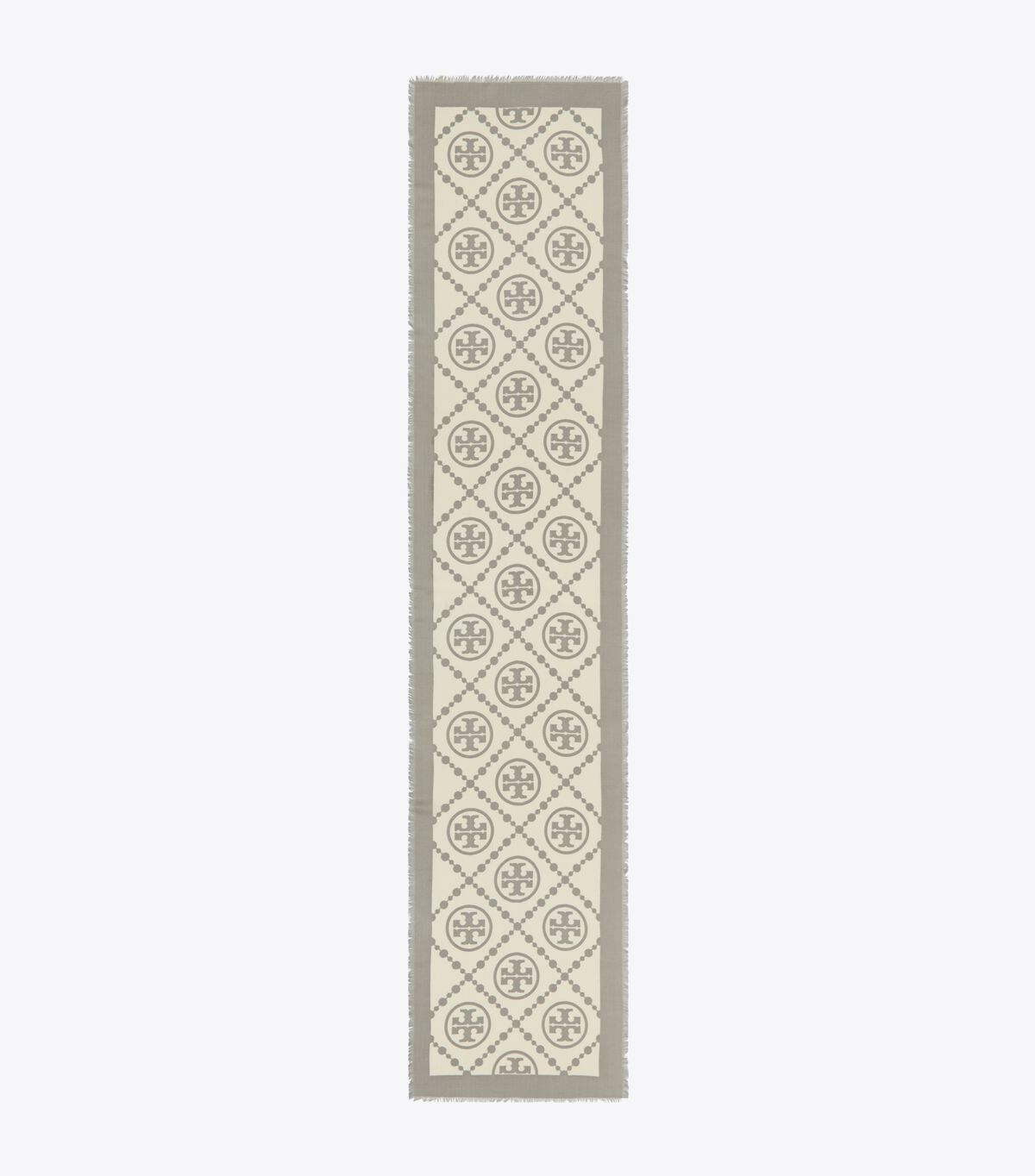 tory burch t monogram bordered oblong scarf
