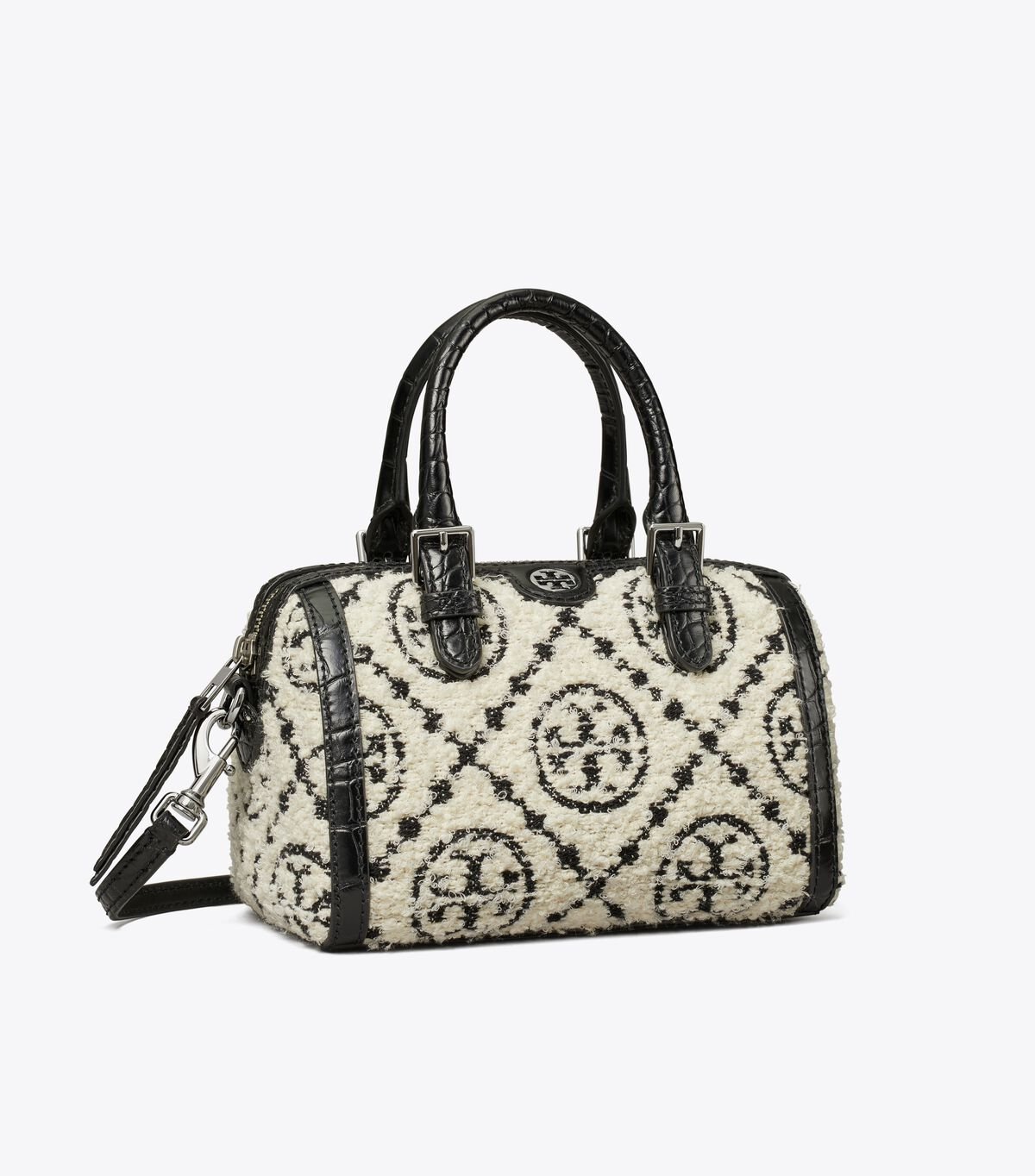 tory burch t monogram boucl mini barrel bag