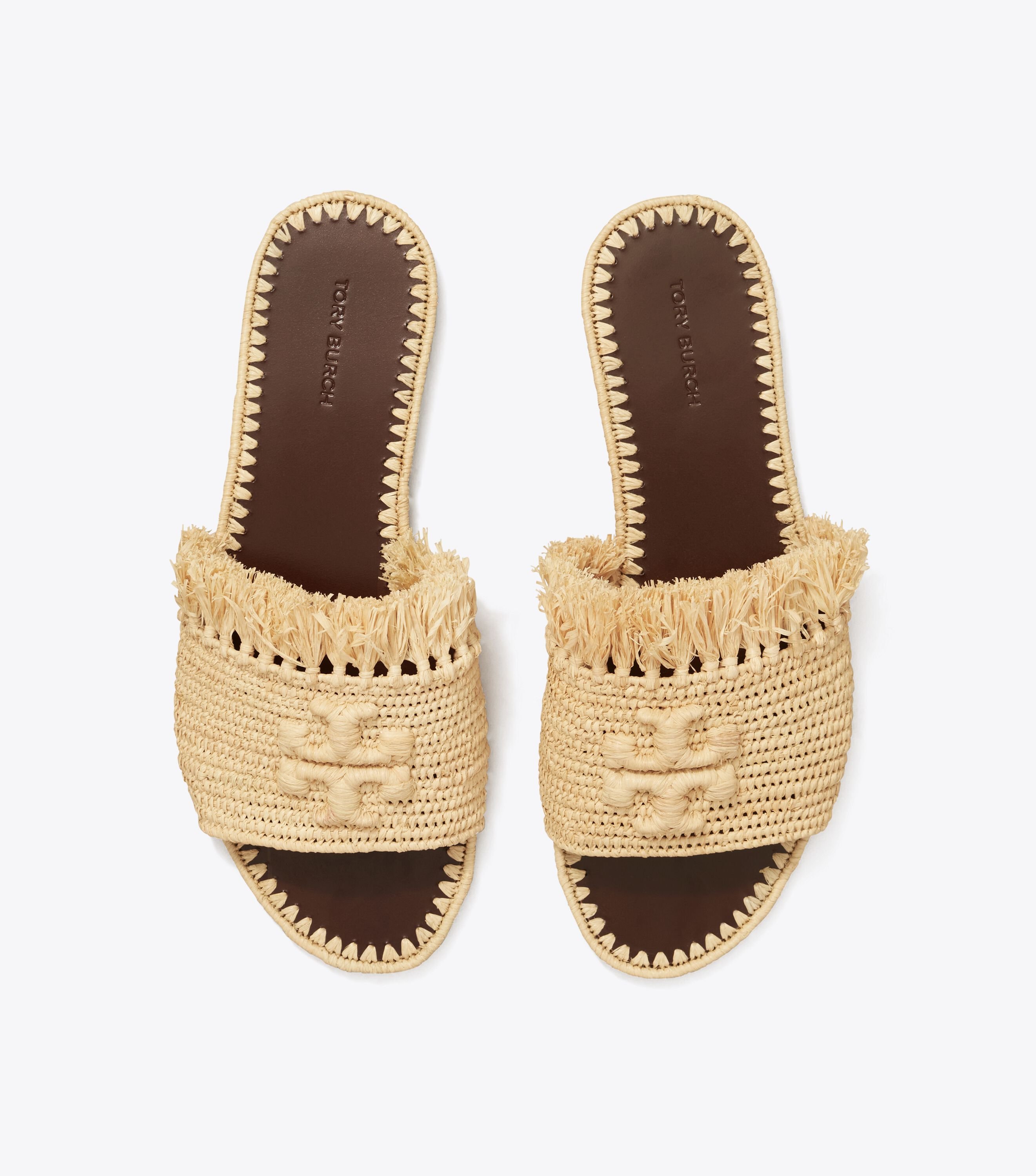 Tory burch crystal raffia sale slide