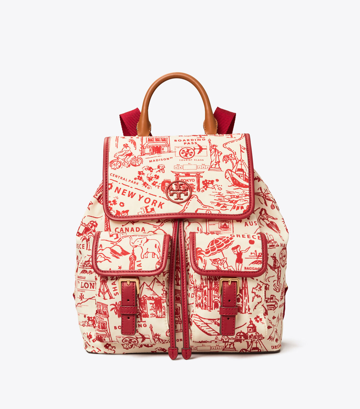 tory burch perry nylon printed flap backpack
