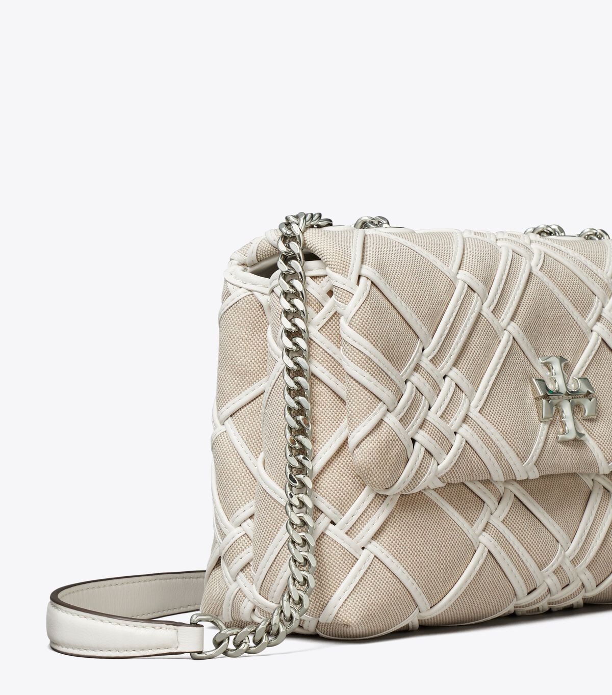 tory burch small kira woven canvas convertible shoulder bag