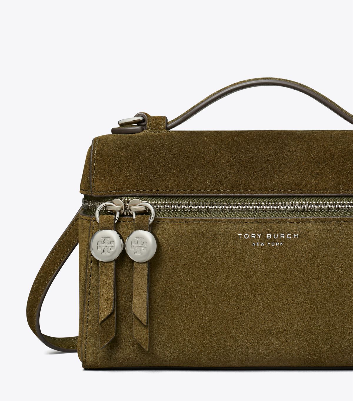 tory burch romy suede slim top handle