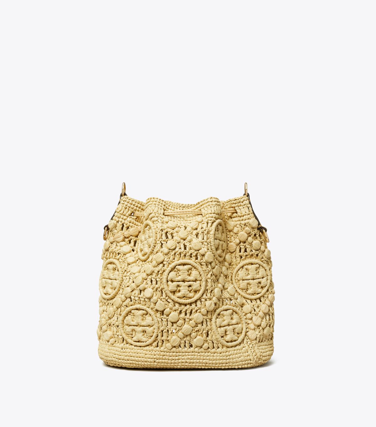 tory burch t monogram raffia bucket bag