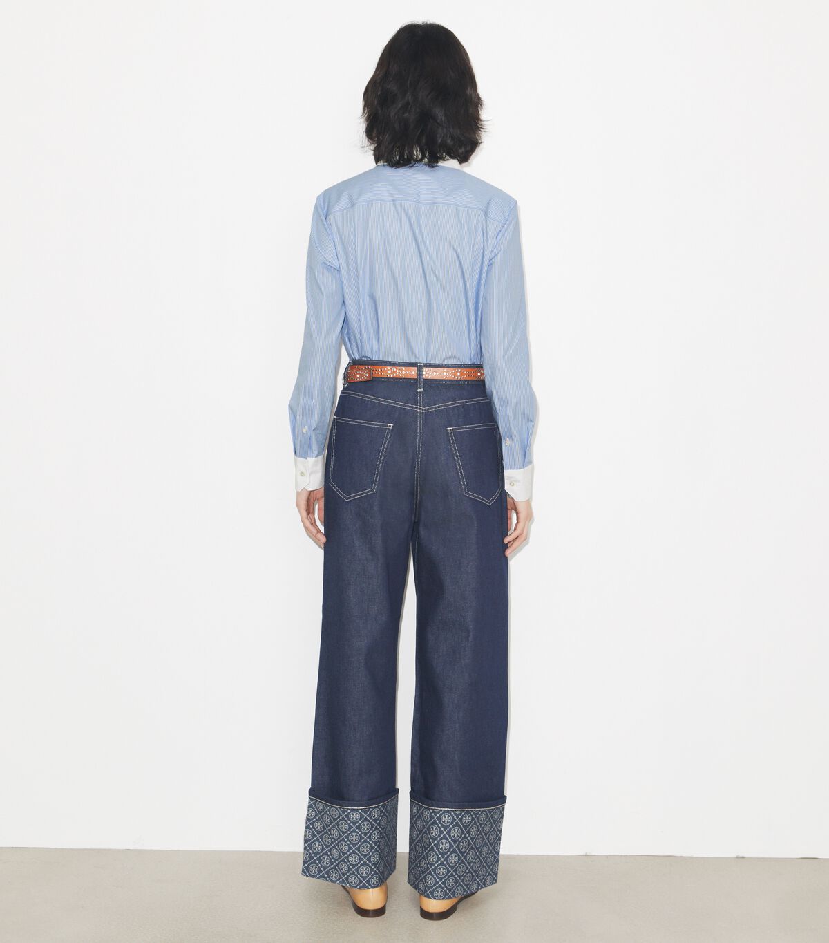 tory burch striped button down shirt