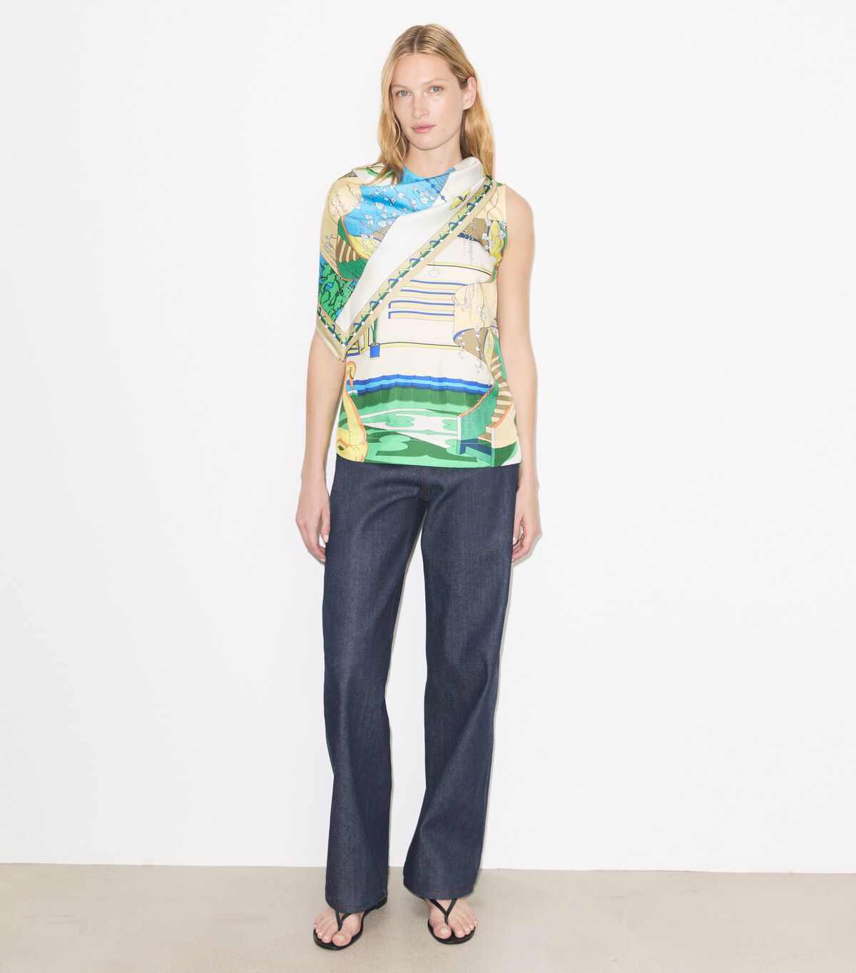 tory burch printed silk cape top