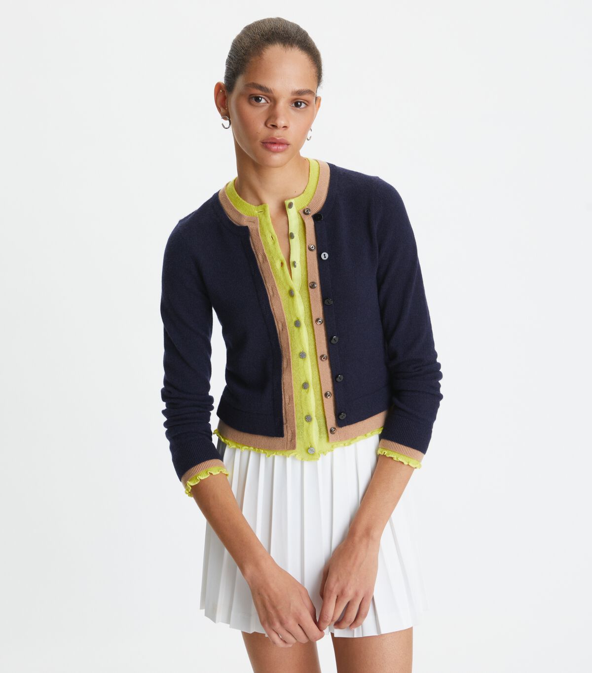 tory burch triple layer cashmere cardigan