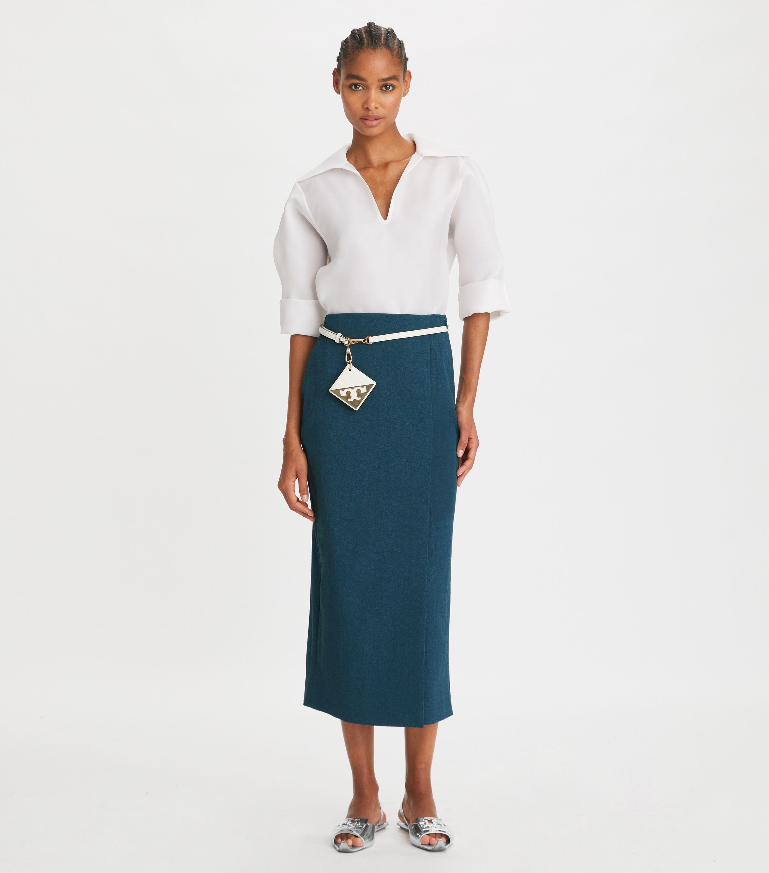 Stretch Faille Wrap Skirt
