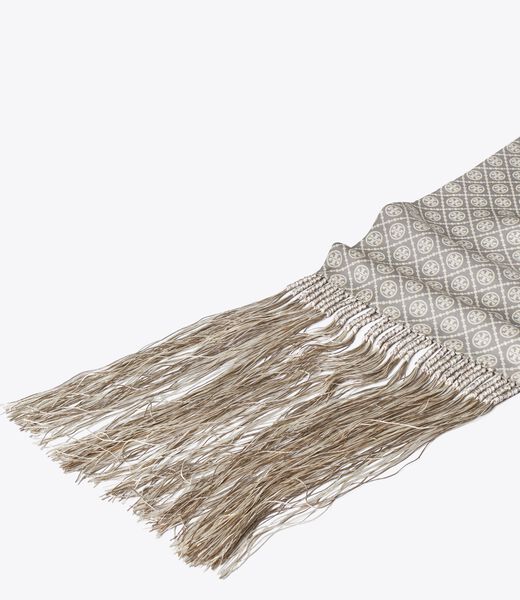 T Monogram Fringed Oblong Scarf tory burch t monogram fringed oblong scarf