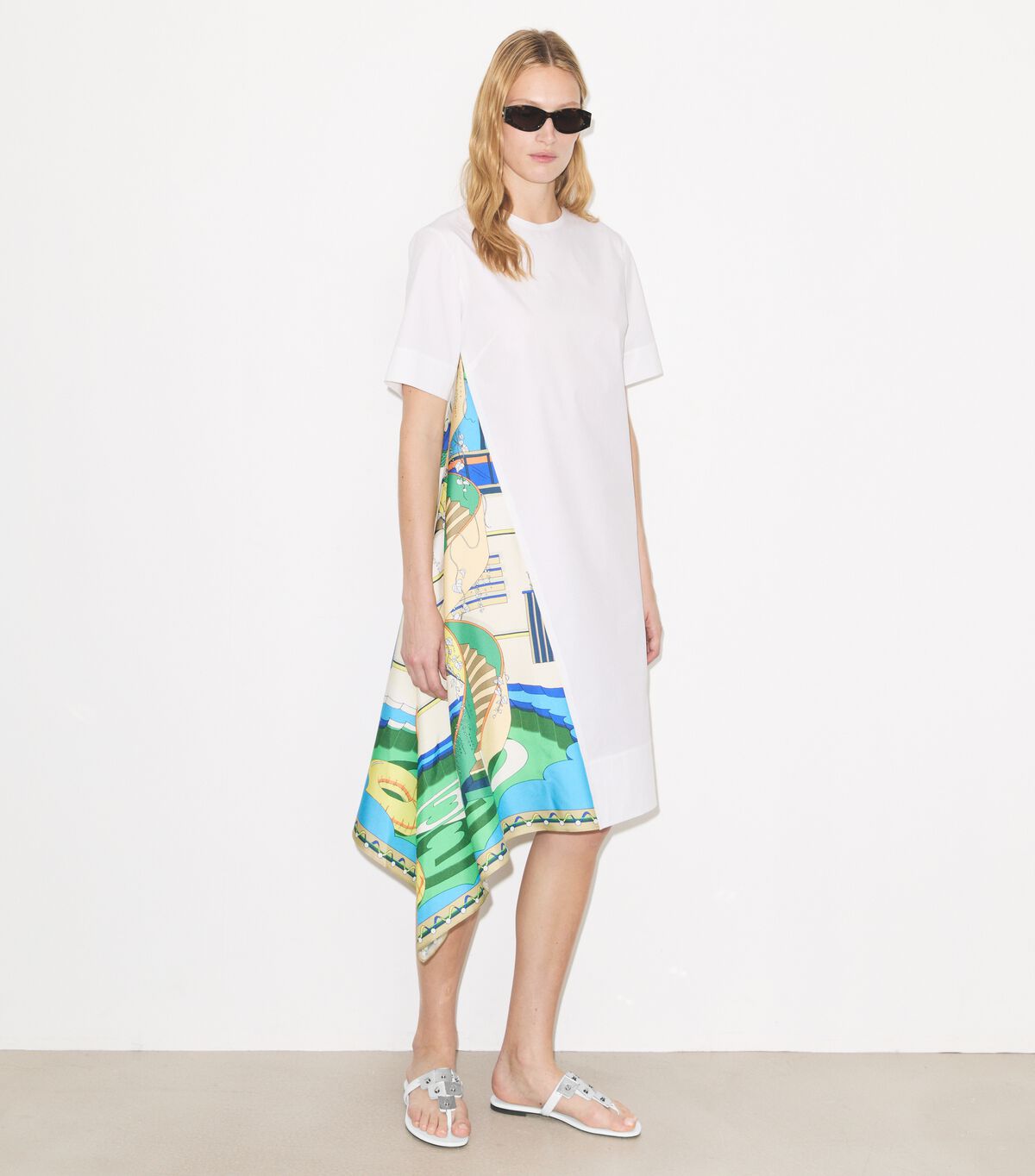 tory burch silk panel cotton dress